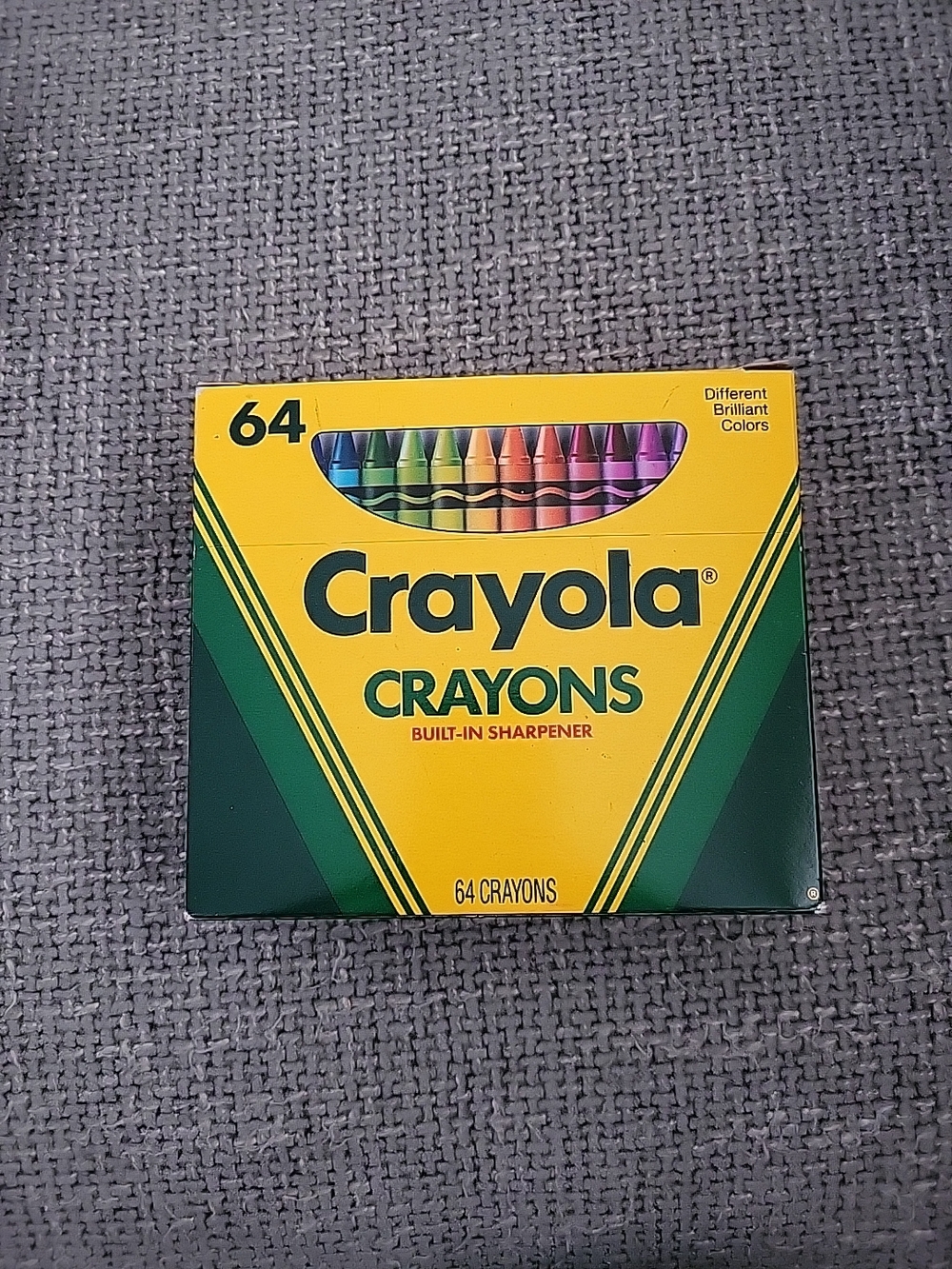 Crayola Yellow & Green Back Panel Crayon Box with Star Stencil Art